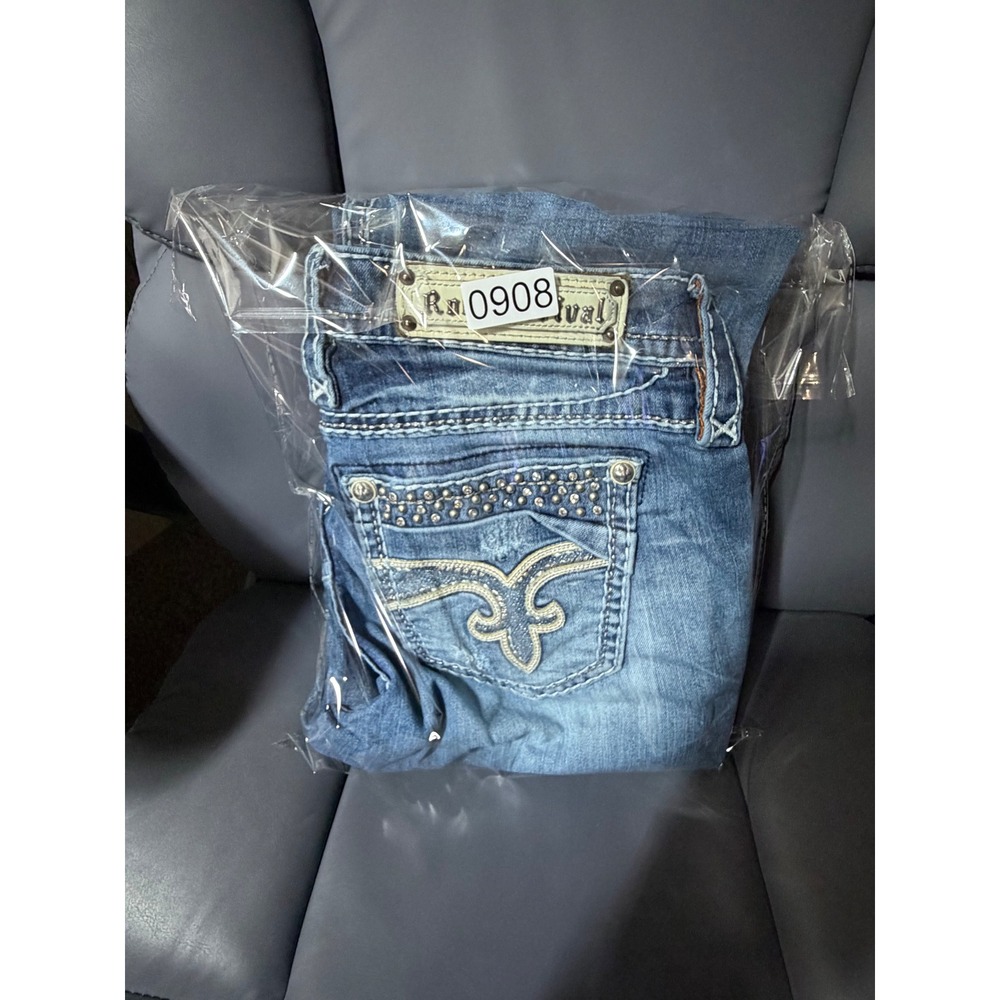 Rock Revival Karisse MB200 Mid Rise Bootcut Jeans Blue Embellished Size 29 - Picture 11 of 11